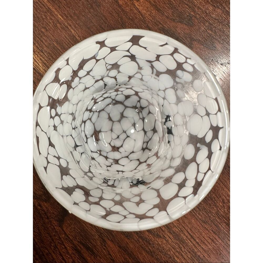 Anthropologie Black and White Speckled Glass Spooky Bat Cup New - Picture 3 of 6
